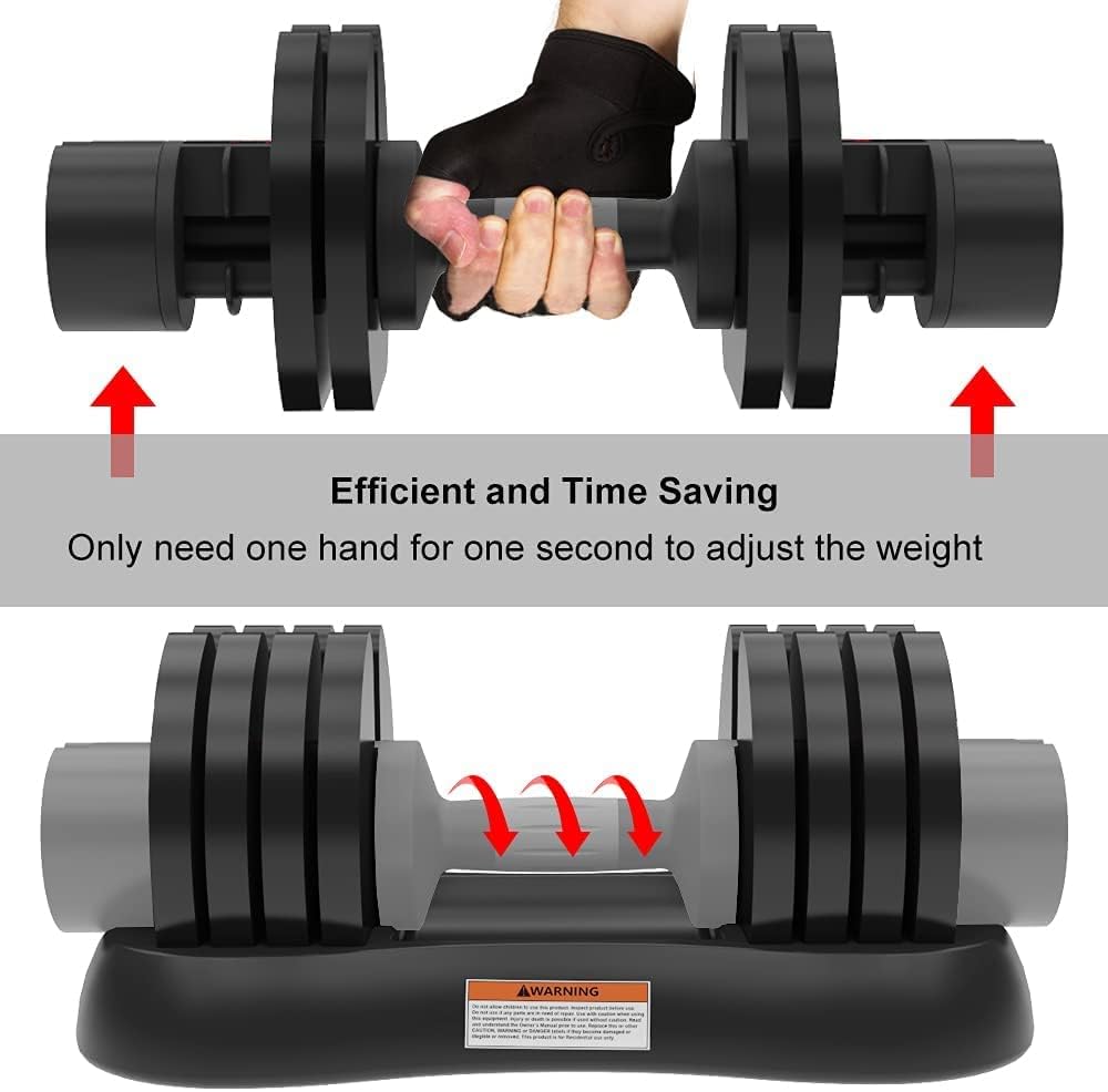 (2) 50lb. Adjustable Dumbbell Set Dial Adjustable Dumbbell with Handle and Weight Plate
