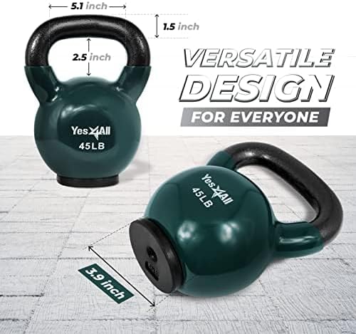 Yes4All Vinyl Multi Color Coated Kettlebell With Protective Rubber Base