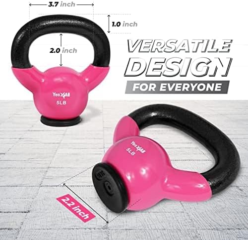 Yes4All Vinyl Multi Color Coated Kettlebell With Protective Rubber Base