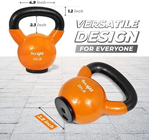 Yes4All Vinyl Multi Color Coated Kettlebell With Protective Rubber Base