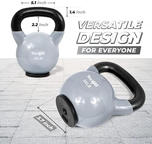 Yes4All Vinyl Multi Color Coated Kettlebell With Protective Rubber Base