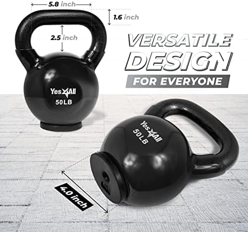 Yes4All Vinyl Multi Color Coated Kettlebell With Protective Rubber Base