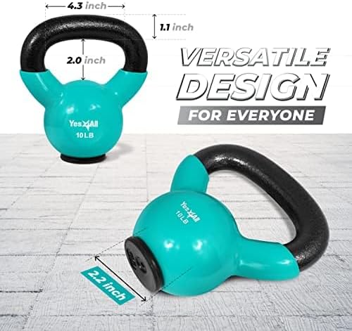 Yes4All Vinyl Multi Color Coated Kettlebell With Protective Rubber Base