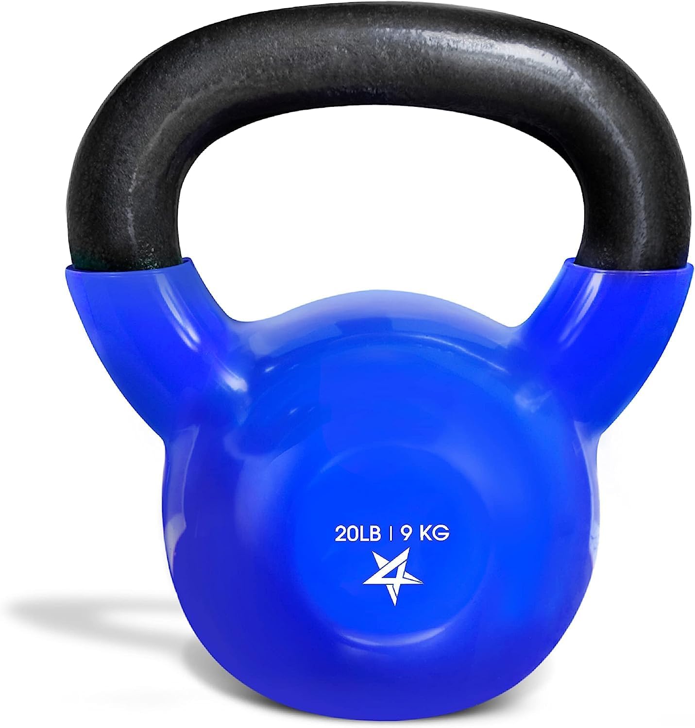 Blue Vinyl Coated Kettlebell Weights, 5, 10, 15, 20, 25, 30, 35, 40, 45 Lb - Strength Training Kettlebells