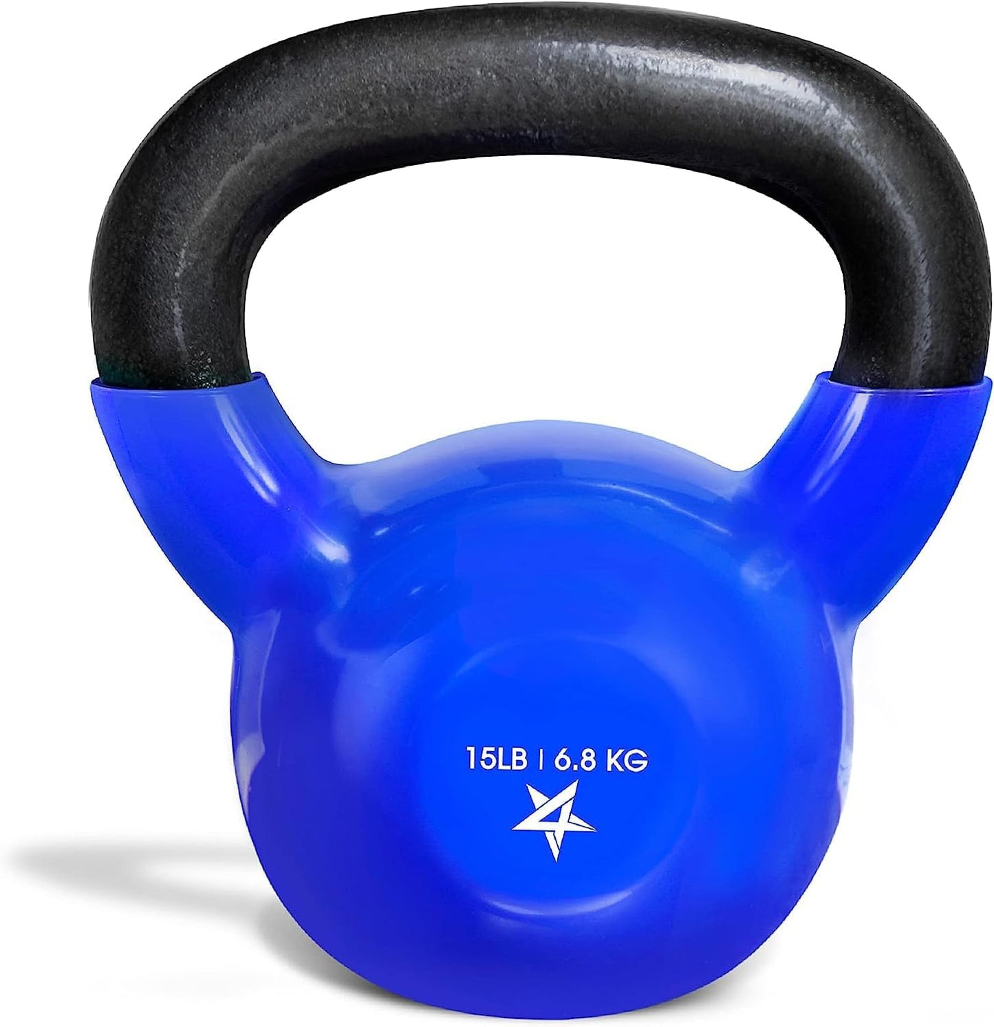 Blue Vinyl Coated Kettlebell Weights, 5, 10, 15, 20, 25, 30, 35, 40, 45 Lb - Strength Training Kettlebells