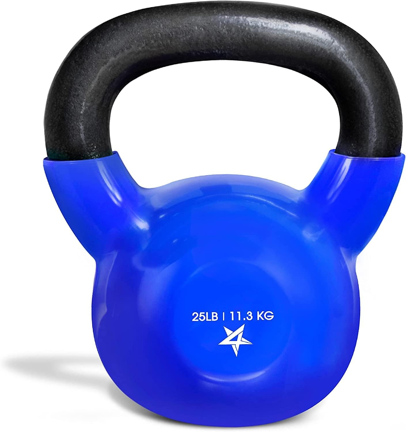 Blue Vinyl Coated Kettlebell Weights, 5, 10, 15, 20, 25, 30, 35, 40, 45 Lb - Strength Training Kettlebells