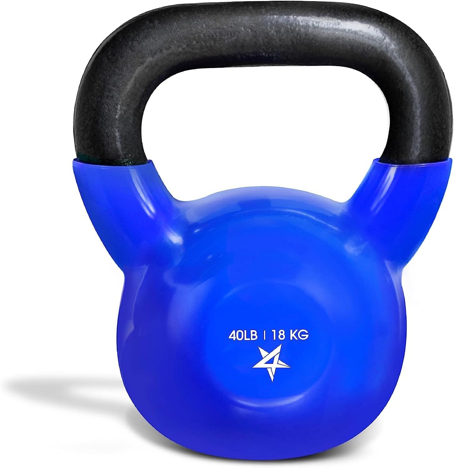 Blue Vinyl Coated Kettlebell Weights, 5, 10, 15, 20, 25, 30, 35, 40, 45 Lb - Strength Training Kettlebells