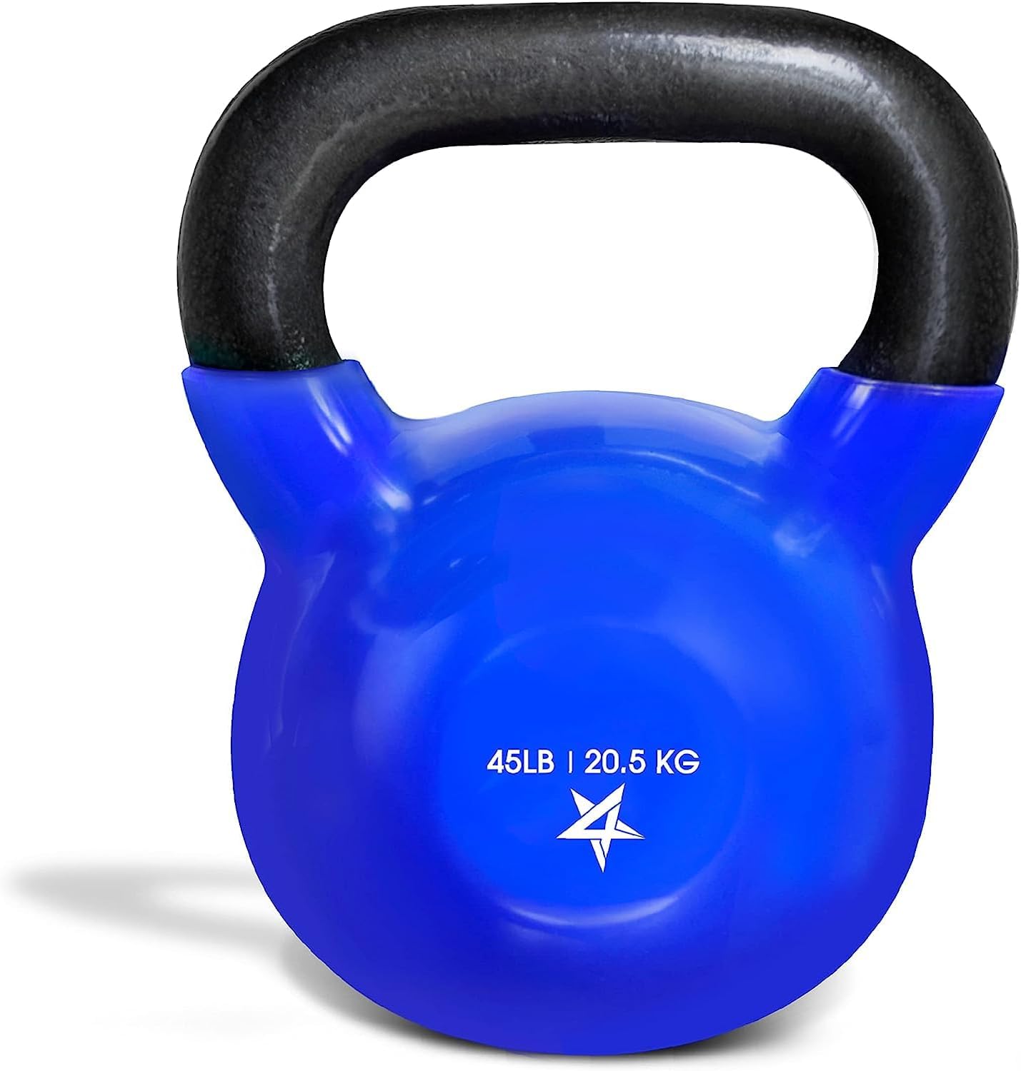 Blue Vinyl Coated Kettlebell Weights, 5, 10, 15, 20, 25, 30, 35, 40, 45 Lb - Strength Training Kettlebells