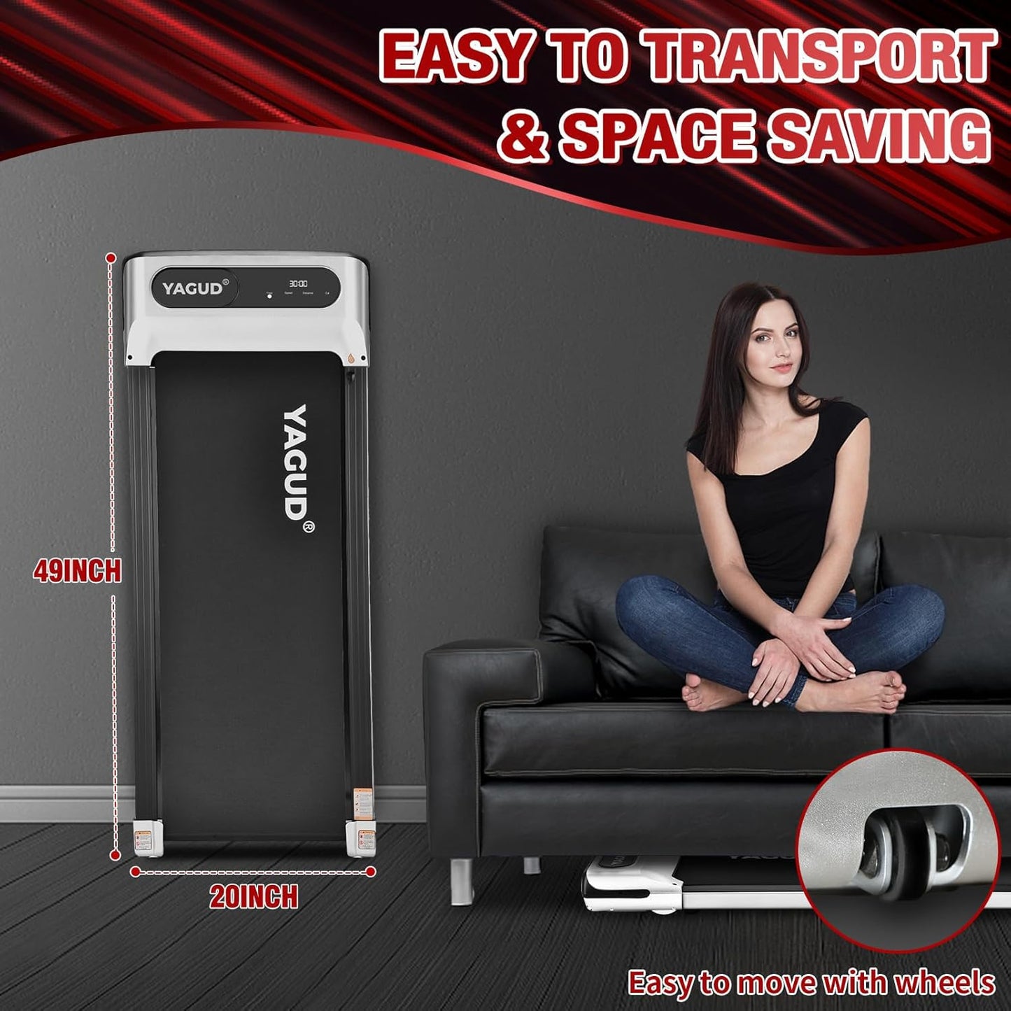 Walking Pad, 2.5 HP Portable with Remote Control and LED Display