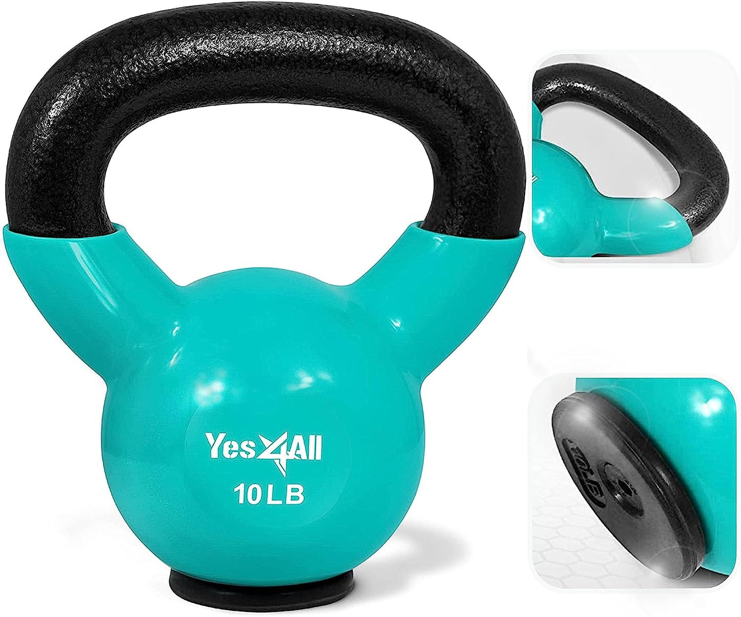 Yes4All Vinyl Multi Color Coated Kettlebell With Protective Rubber Base