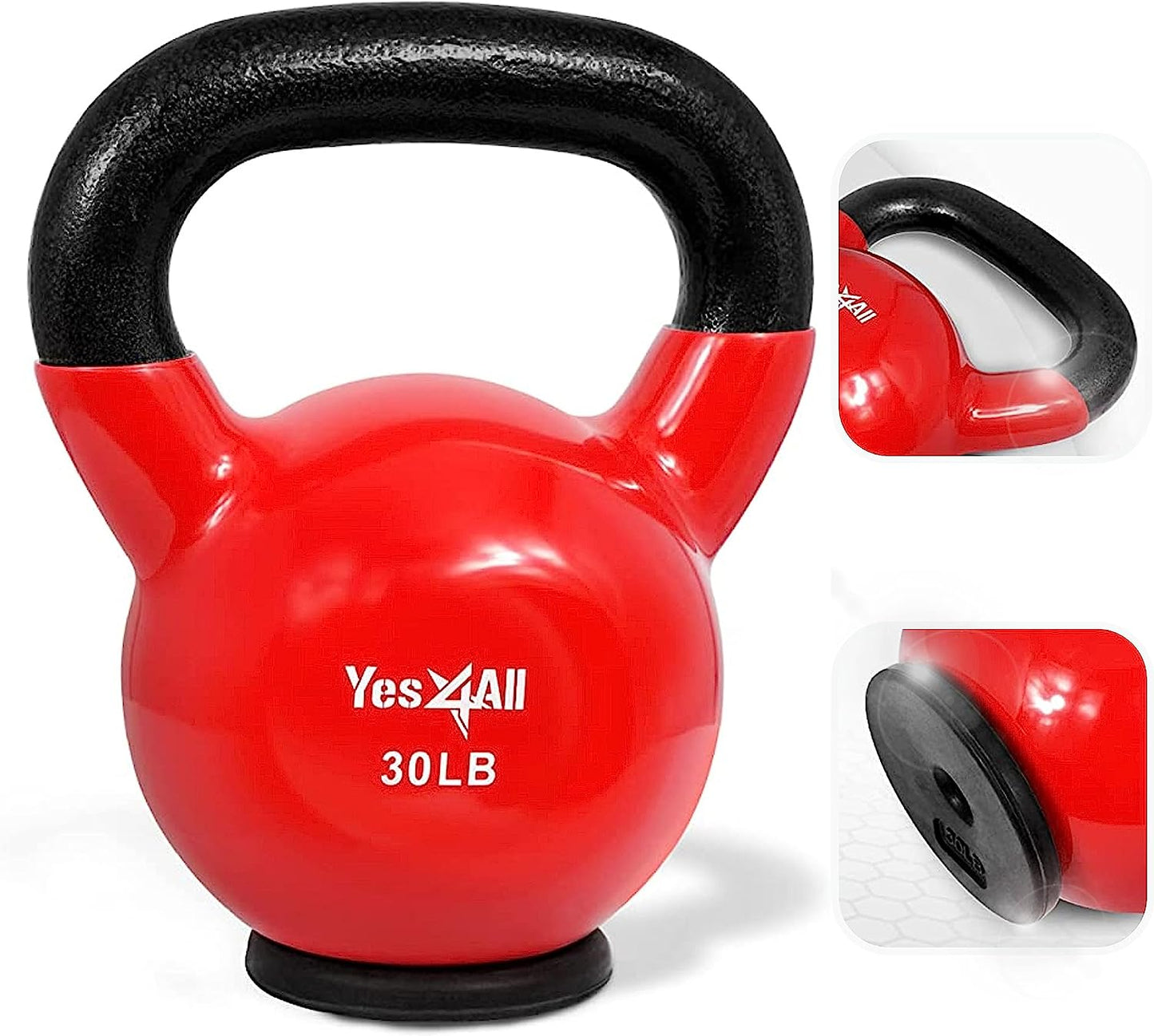 Yes4All Vinyl Multi Color Coated Kettlebell With Protective Rubber Base