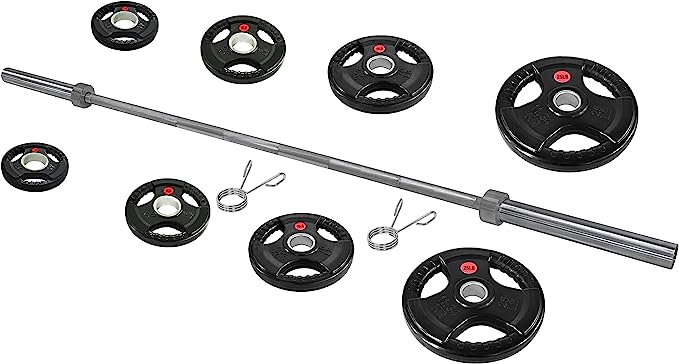 130 Lbs Fitness Cast Iron Olympic Weight Plates Including 7FT Olympic Barbell