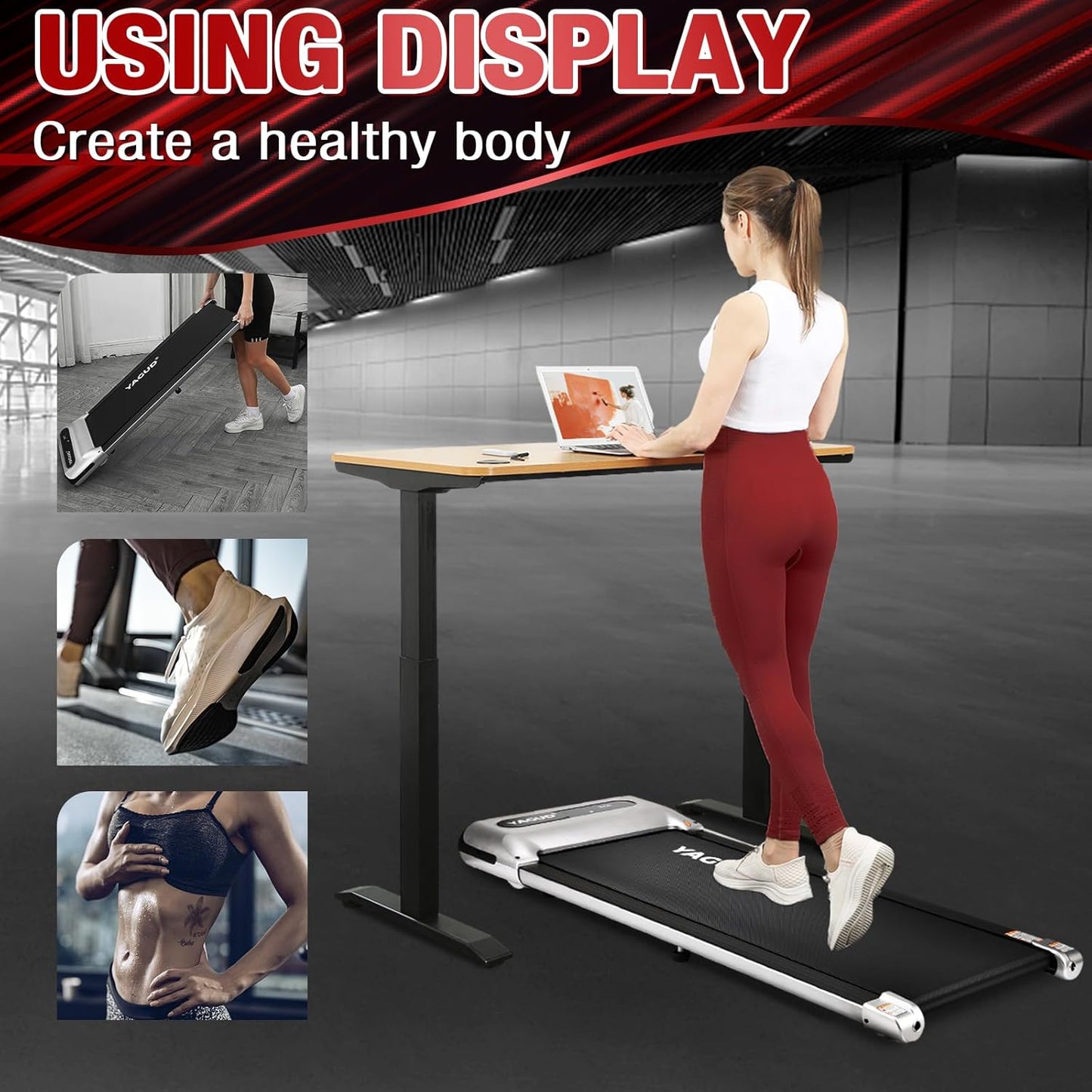 Walking Pad, 2.5 HP Portable with Remote Control and LED Display