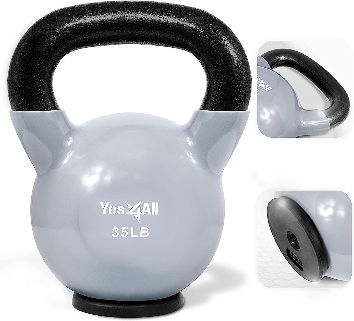 Yes4All Vinyl Multi Color Coated Kettlebell With Protective Rubber Base