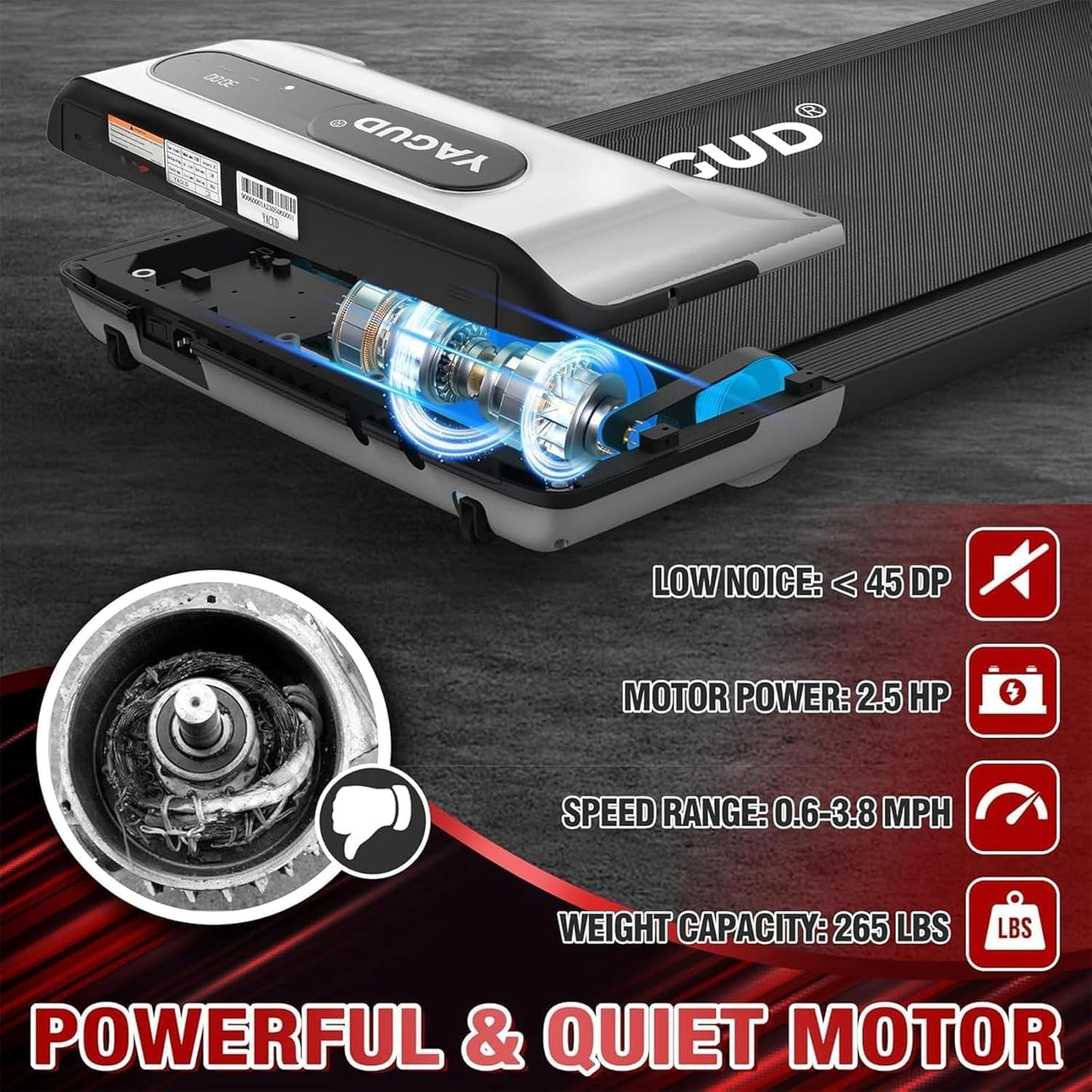 Walking Pad, 2.5 HP Portable with Remote Control and LED Display
