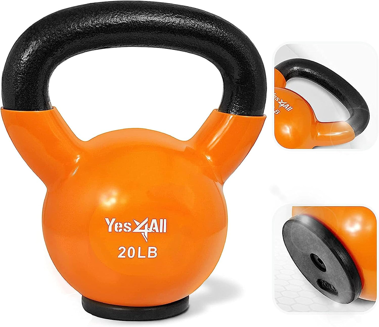 Yes4All Vinyl Multi Color Coated Kettlebell With Protective Rubber Base