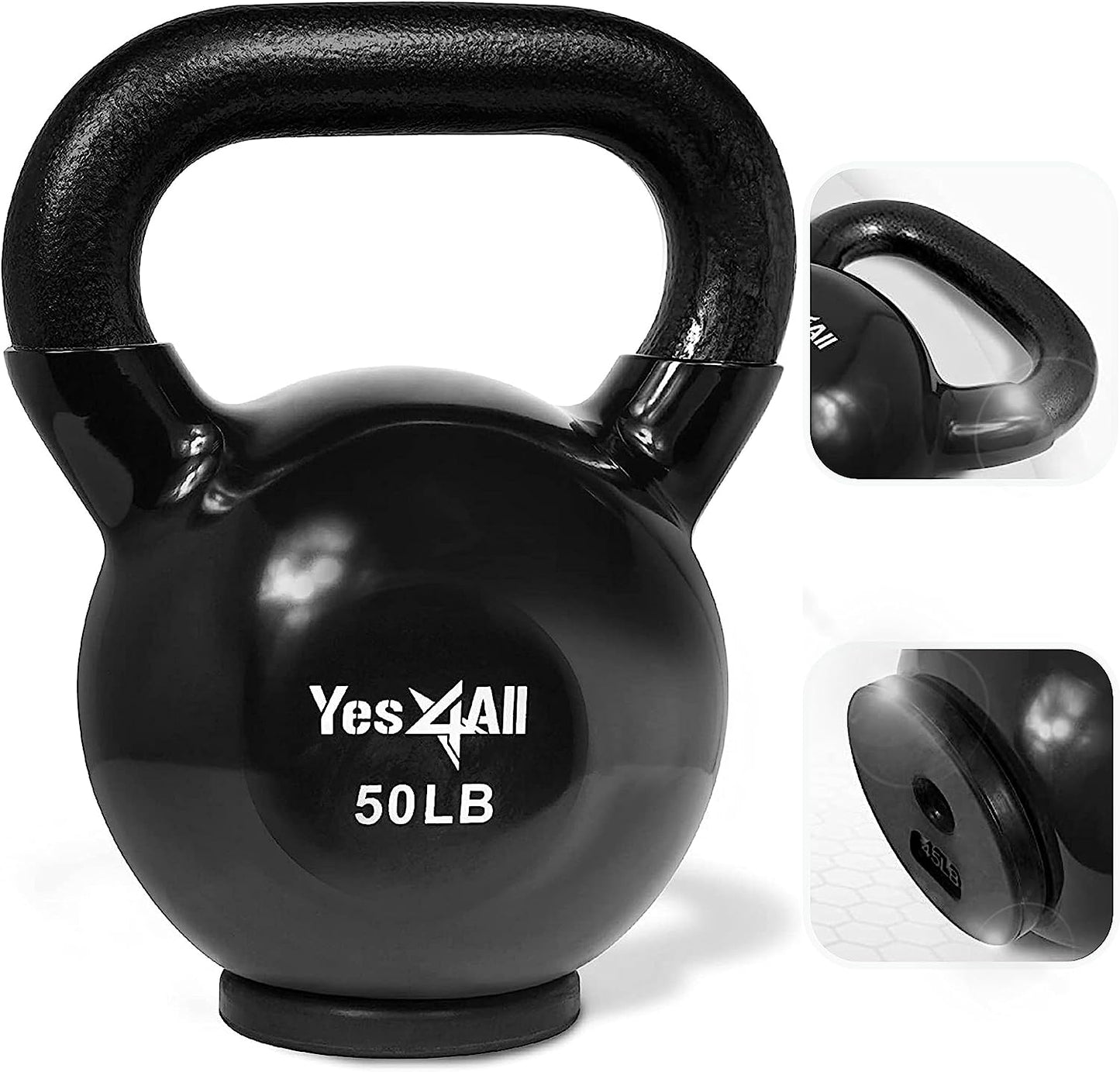 Yes4All Vinyl Multi Color Coated Kettlebell With Protective Rubber Base