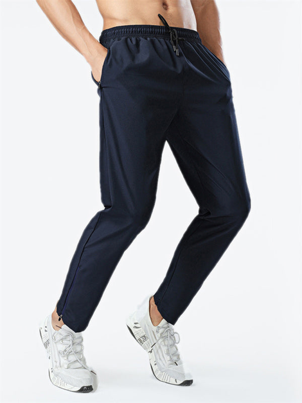 Ice Silk Quick-drying breathable fitness zipper trousers