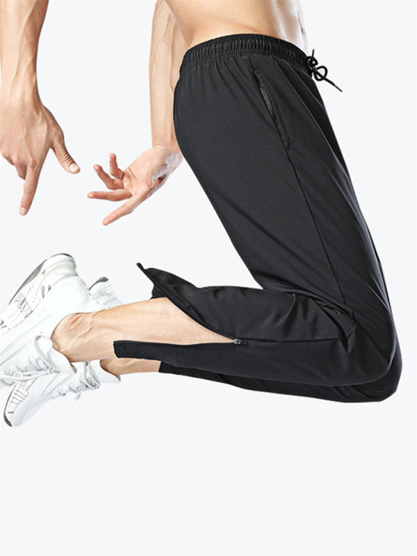 Ice Silk Quick-drying breathable fitness zipper trousers
