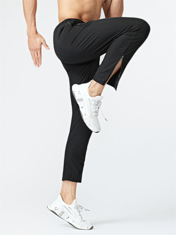 Ice Silk Quick-drying breathable fitness zipper trousers