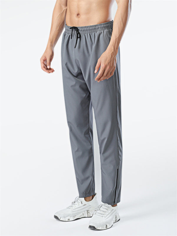 Ice Silk Quick-drying breathable fitness zipper trousers