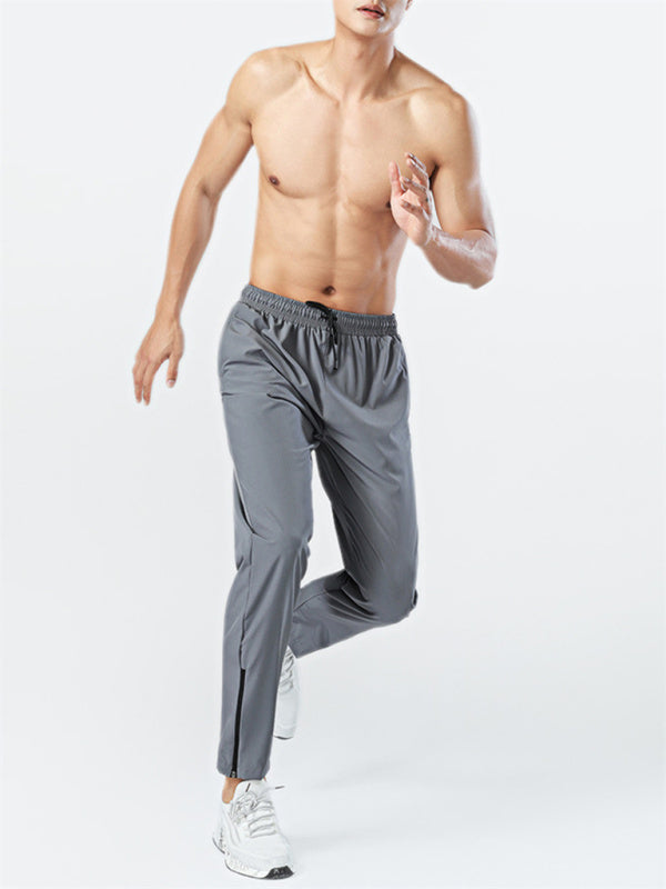 Ice Silk Quick-drying breathable fitness zipper trousers