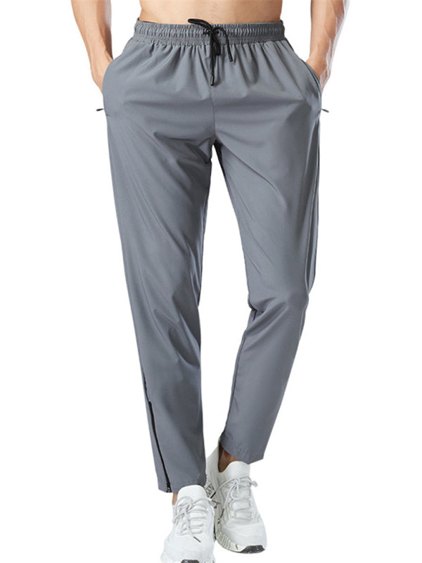Ice Silk Quick-drying breathable fitness zipper trousers