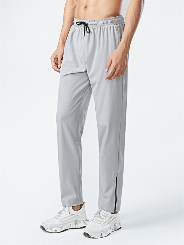 Ice Silk Quick-drying breathable fitness zipper trousers