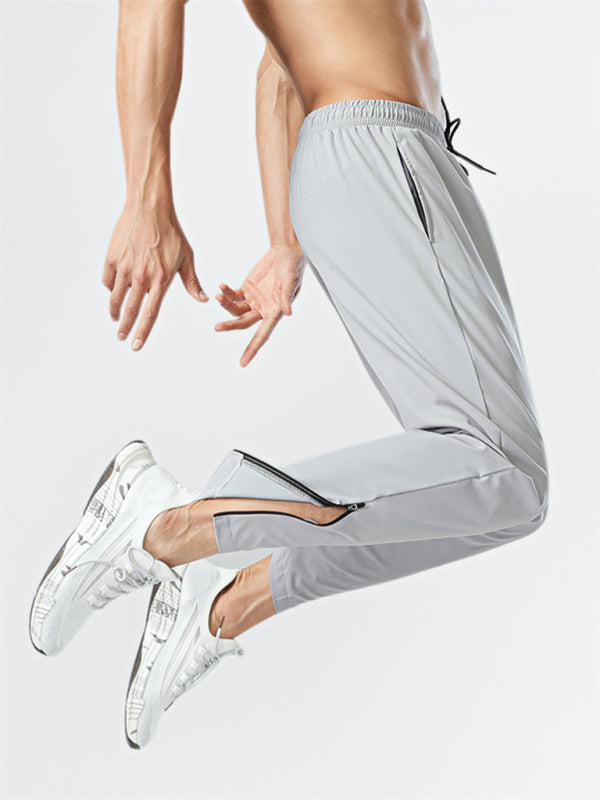 Ice Silk Quick-drying breathable fitness zipper trousers