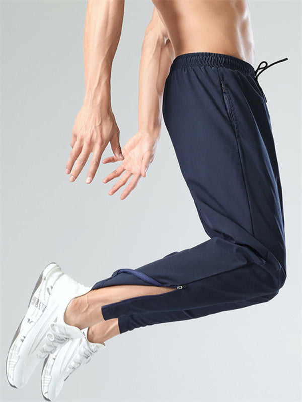 Ice Silk Quick-drying breathable fitness zipper trousers