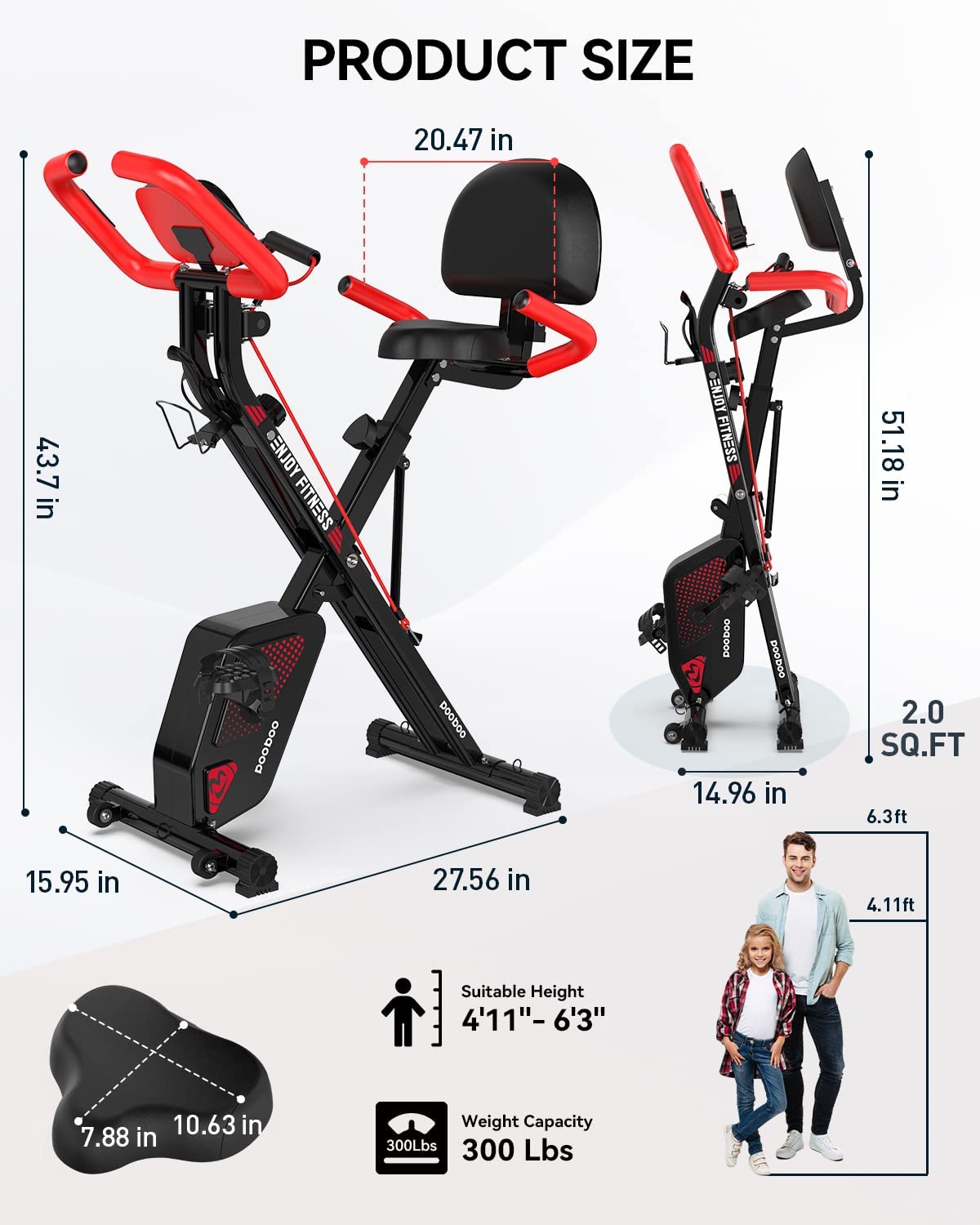 Folding Exercise Bike, Foldable Fitness Stationary Bike Machine