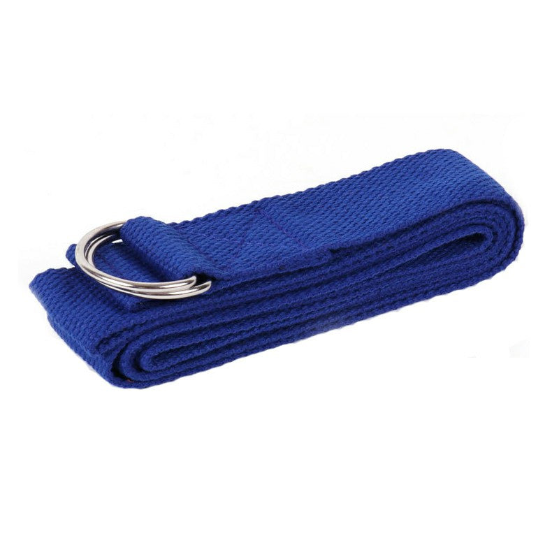 D-Ring Cotton Yoga Stretch Strap Training Belt Fitness Exercise Gym Equipment - Dark Blue