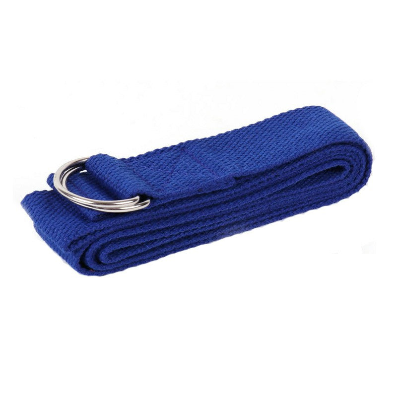 D-Ring Cotton Yoga Stretch Strap Training Belt Fitness Exercise Gym Equipment - Dark Blue