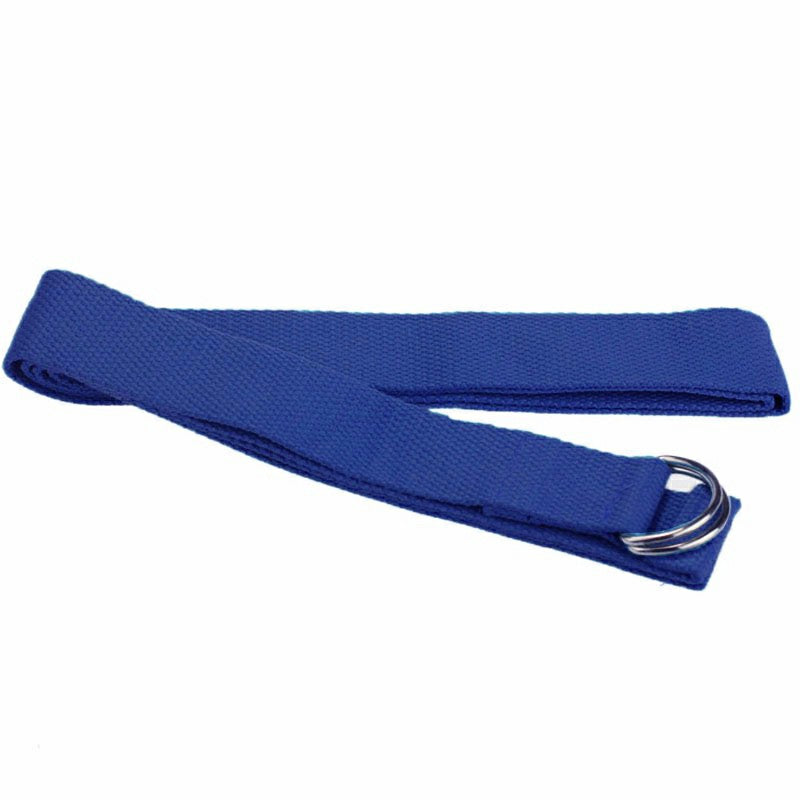 D-Ring Cotton Yoga Stretch Strap Training Belt Fitness Exercise Gym Equipment - Dark Blue