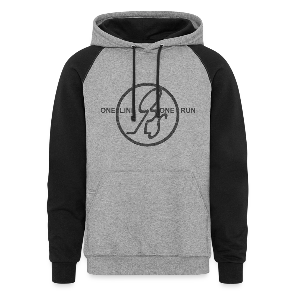 ONE LINE ONE RUN Color Block Hoodie - heather gray/black