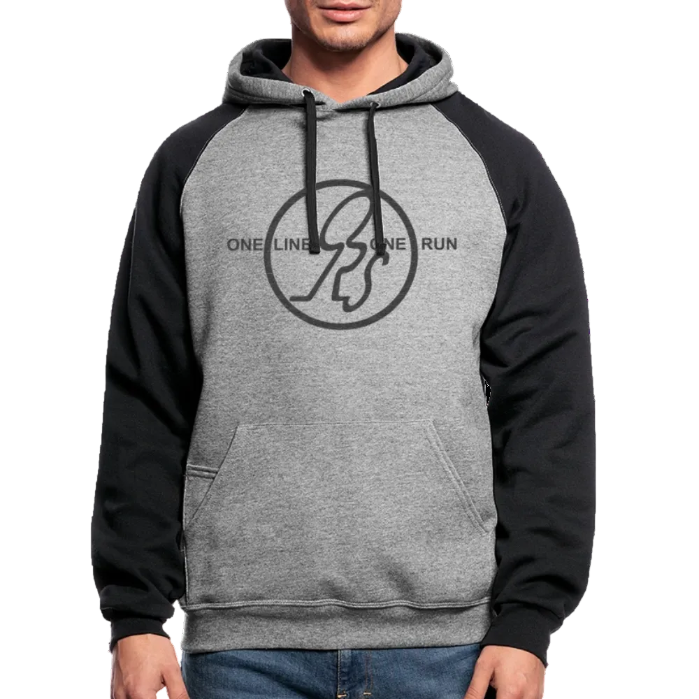 ONE LINE ONE RUN Color Block Hoodie - heather gray/black