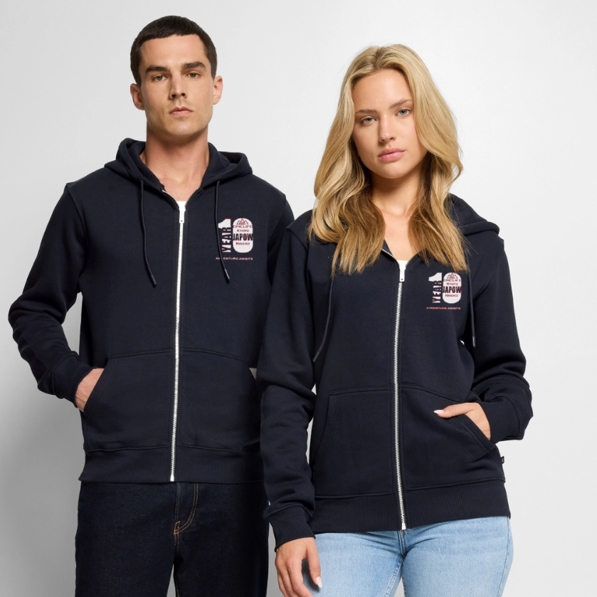 JAPOW 2024 Unisex Organic Zip Hoodie - navy