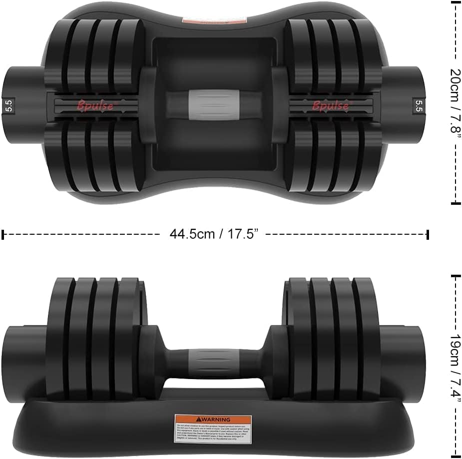 (2) 50lb. Adjustable Dumbbell Set Dial Adjustable Dumbbell with Handle and Weight Plate