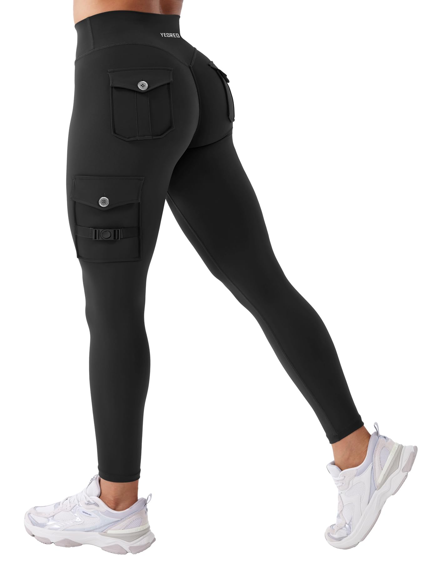 YEOREO CoreFlex Workout Cargo Leggings with Pockets for Women Hidden Scrunch Butt Lifting Leggings Gym Yoga Pants