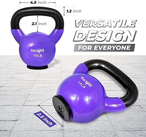 Yes4All Vinyl Multi Color Coated Kettlebell With Protective Rubber Base