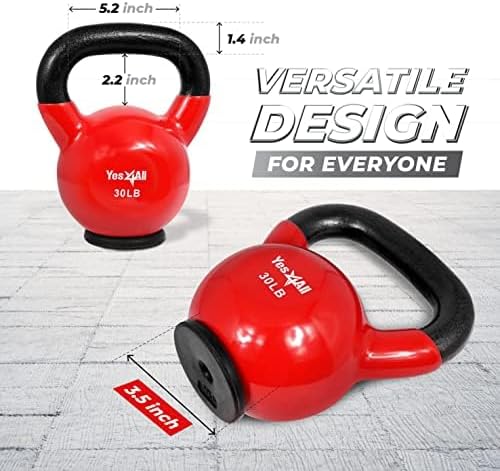 Yes4All Vinyl Multi Color Coated Kettlebell With Protective Rubber Base