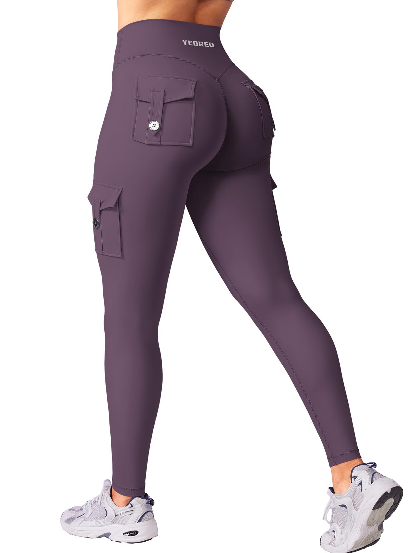YEOREO CoreFlex Workout Cargo Leggings with Pockets for Women Hidden Scrunch Butt Lifting Leggings Gym Yoga Pants