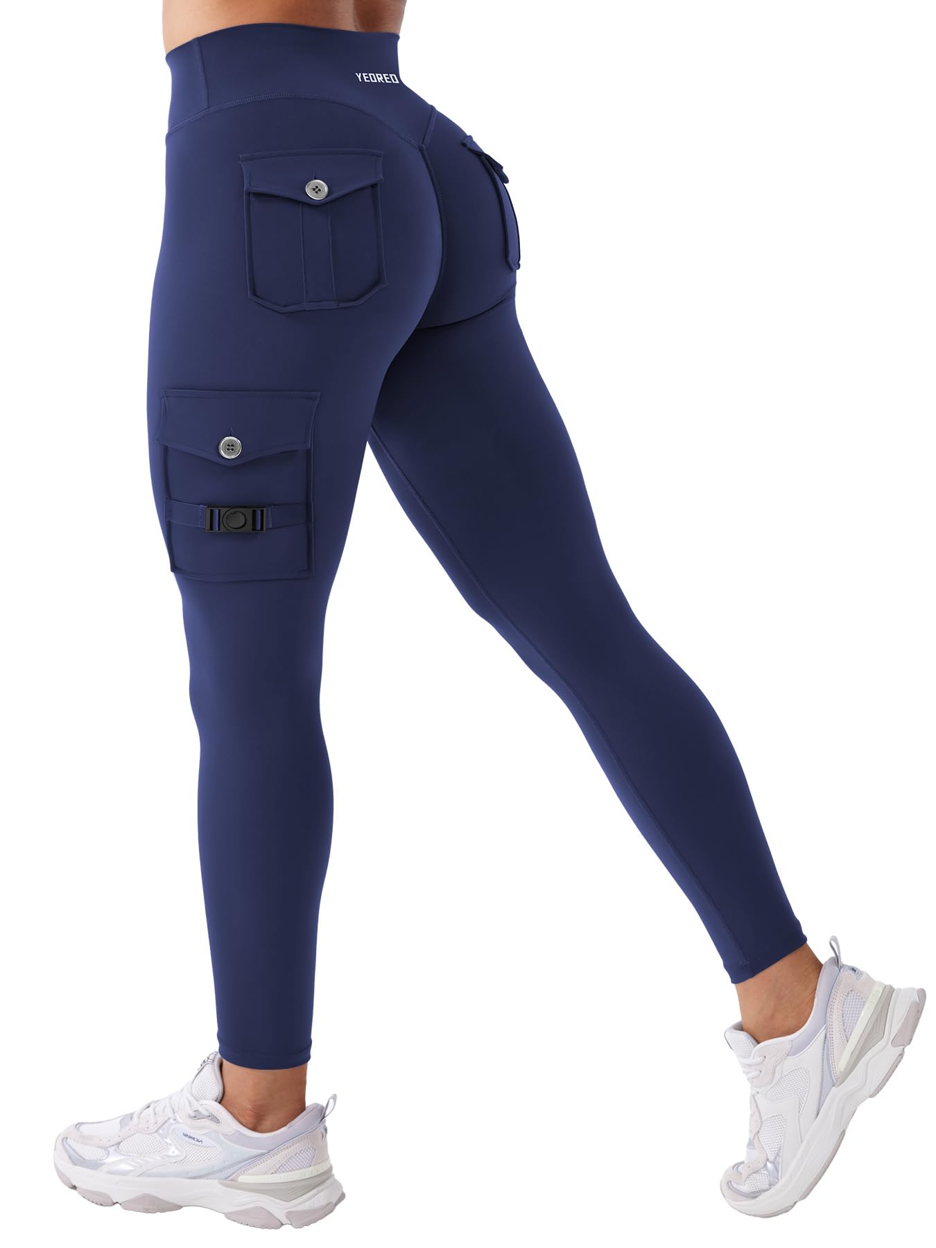 YEOREO CoreFlex Workout Cargo Leggings with Pockets for Women Hidden Scrunch Butt Lifting Leggings Gym Yoga Pants