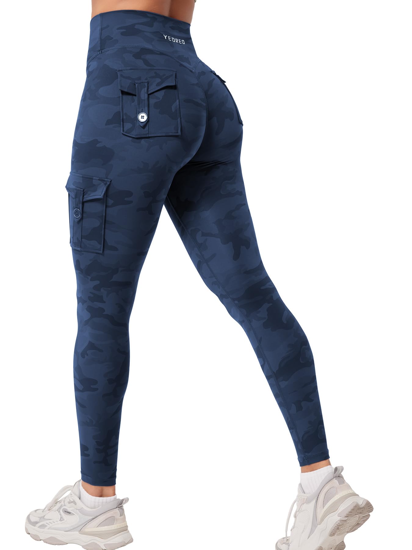 YEOREO CoreFlex Workout Cargo Leggings with Pockets for Women Hidden Scrunch Butt Lifting Leggings Gym Yoga Pants