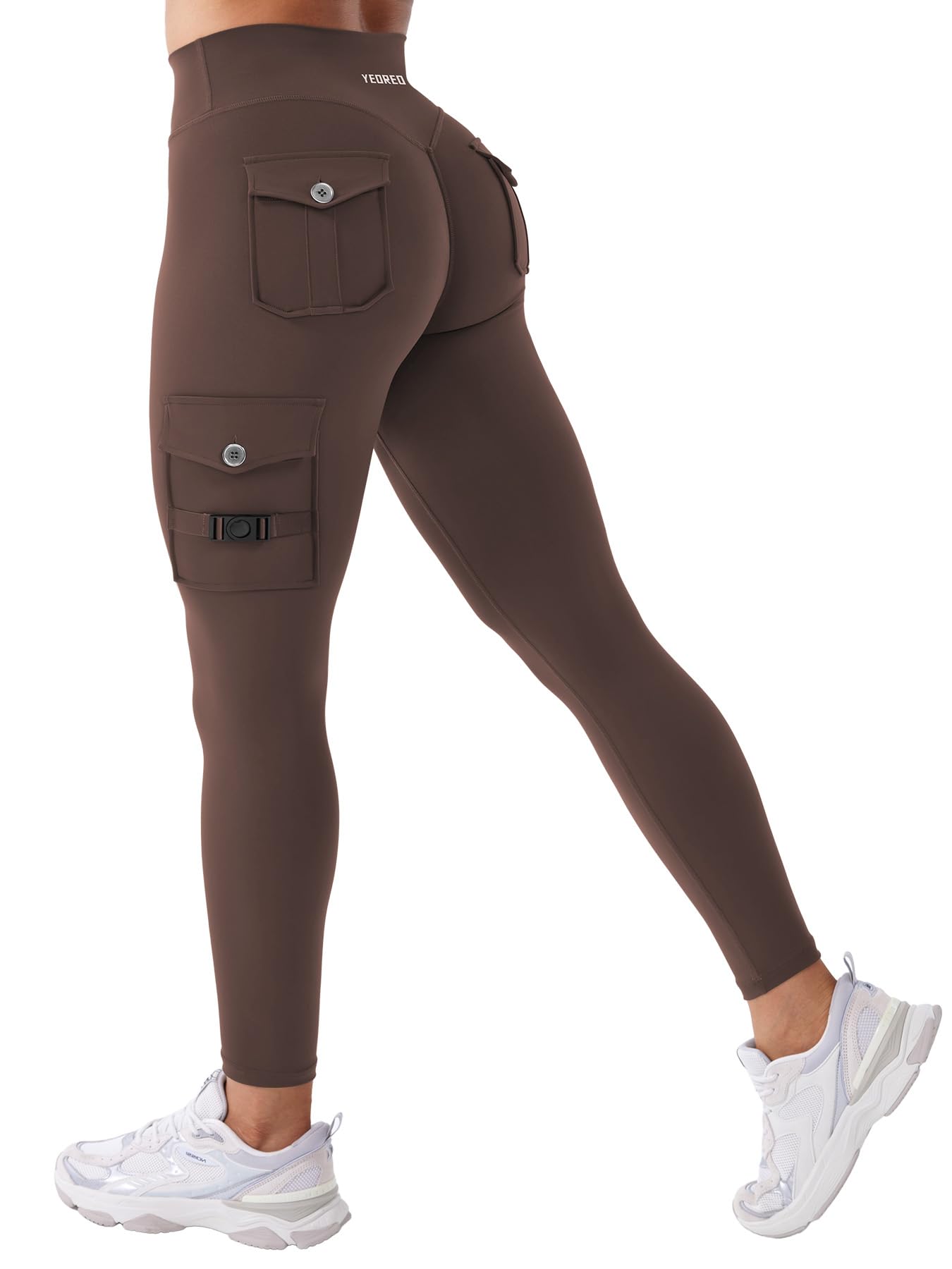 YEOREO CoreFlex Workout Cargo Leggings with Pockets for Women Hidden Scrunch Butt Lifting Leggings Gym Yoga Pants