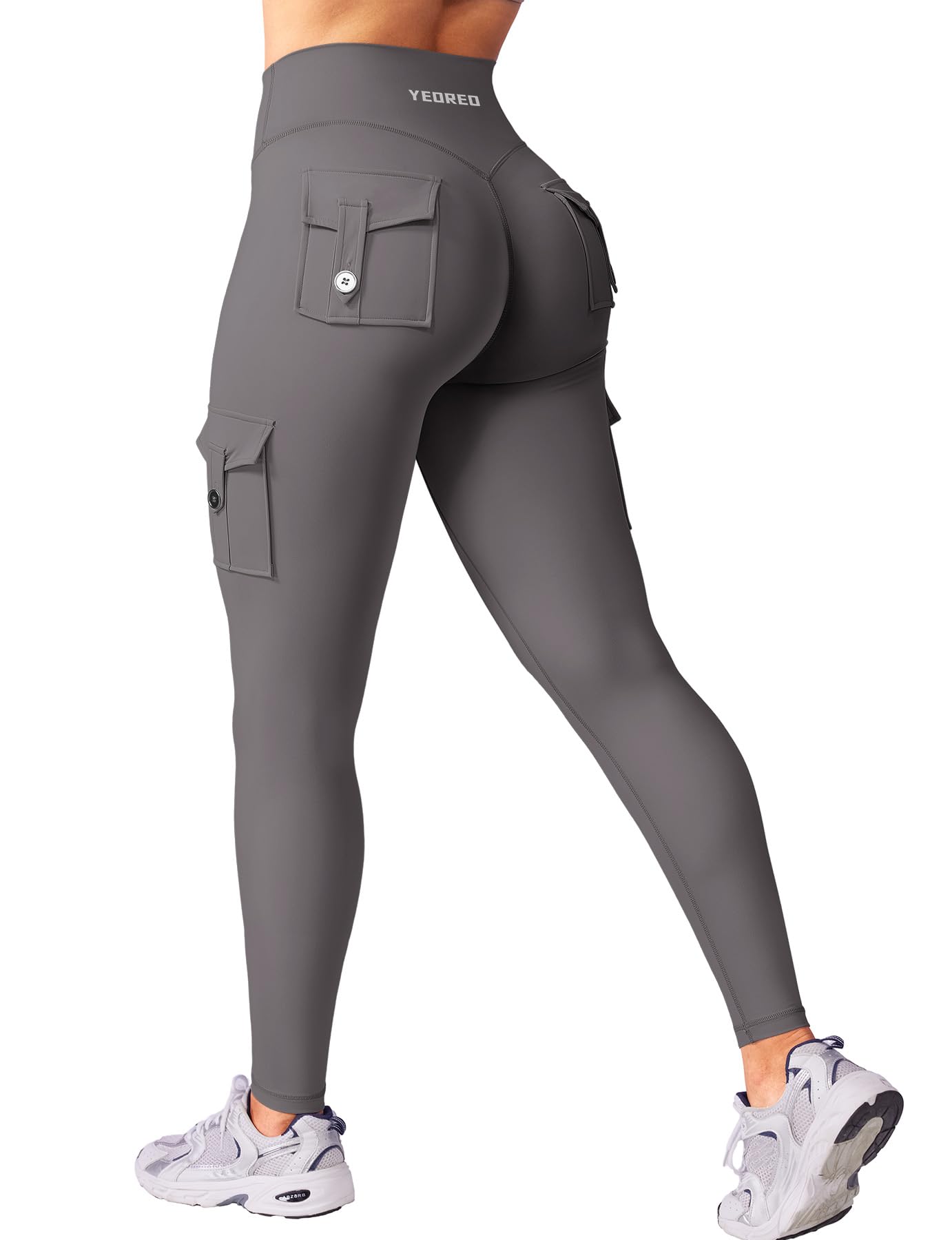 YEOREO CoreFlex Workout Cargo Leggings with Pockets for Women Hidden Scrunch Butt Lifting Leggings Gym Yoga Pants