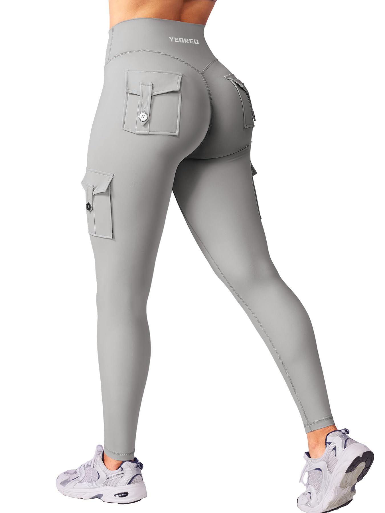 YEOREO CoreFlex Workout Cargo Leggings with Pockets for Women Hidden Scrunch Butt Lifting Leggings Gym Yoga Pants