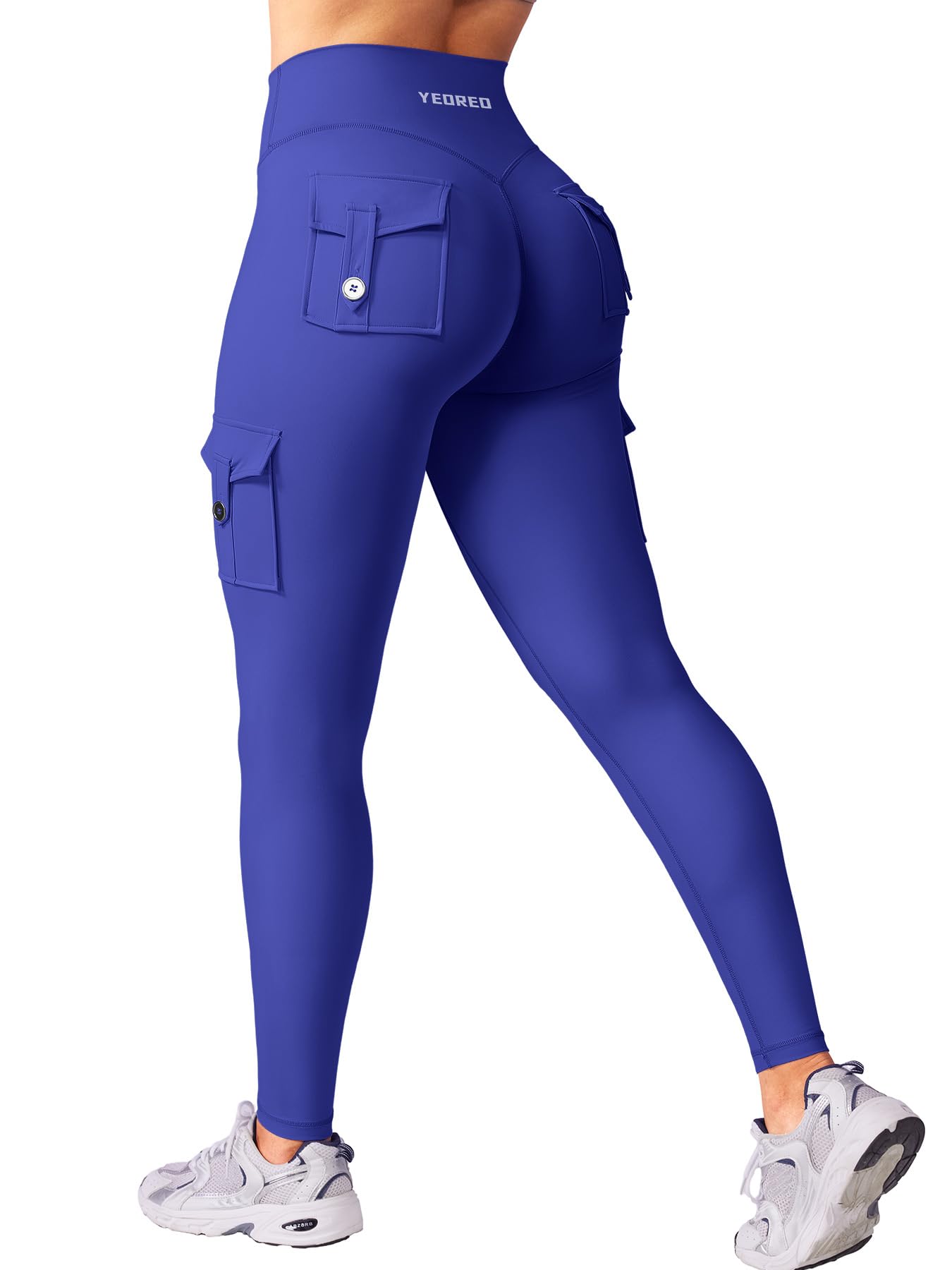 YEOREO CoreFlex Workout Cargo Leggings with Pockets for Women Hidden Scrunch Butt Lifting Leggings Gym Yoga Pants