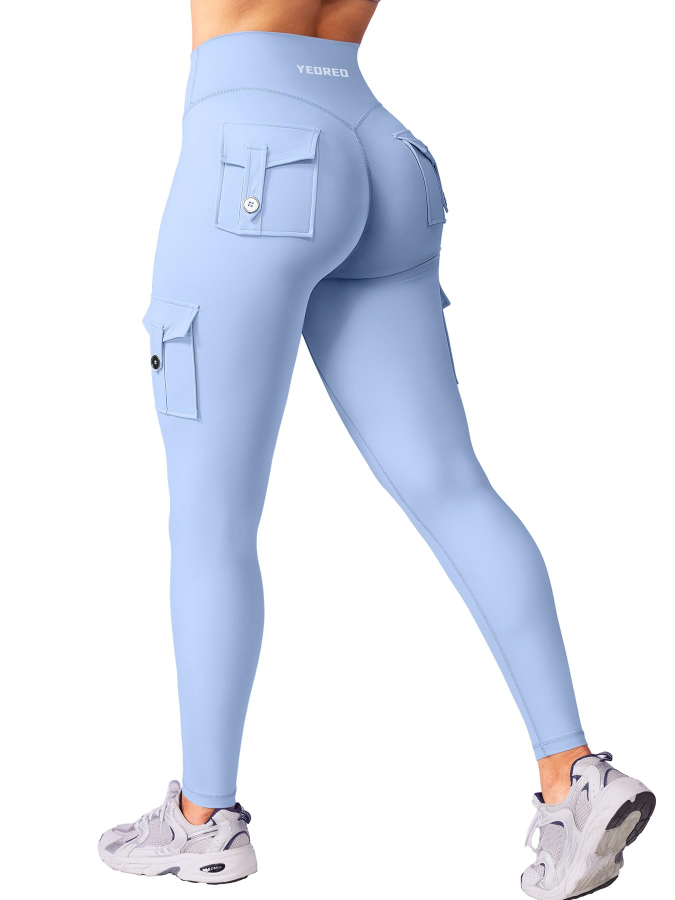 YEOREO CoreFlex Workout Cargo Leggings with Pockets for Women Hidden Scrunch Butt Lifting Leggings Gym Yoga Pants