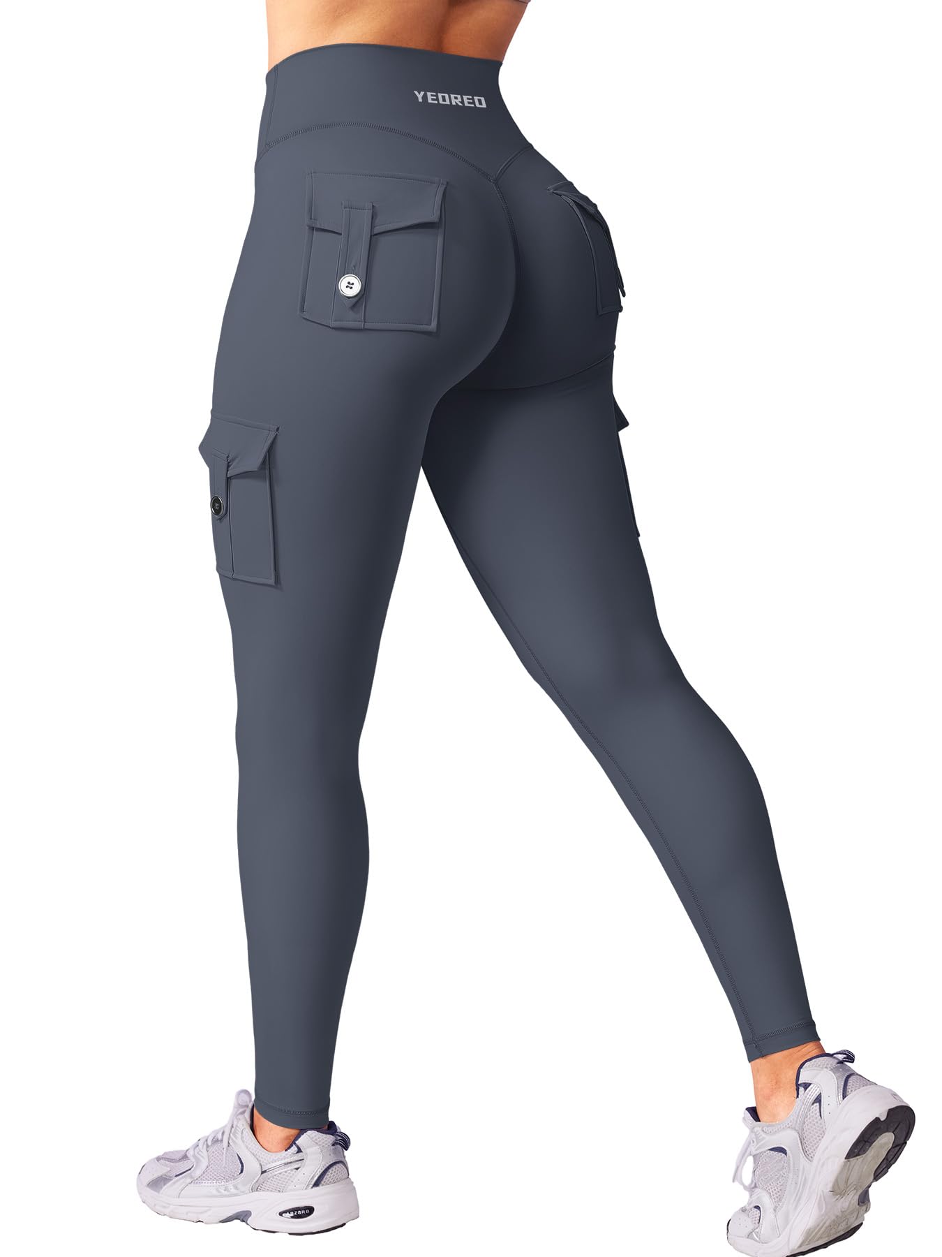 YEOREO CoreFlex Workout Cargo Leggings with Pockets for Women Hidden Scrunch Butt Lifting Leggings Gym Yoga Pants
